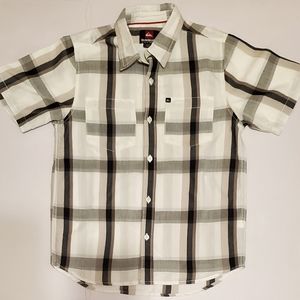 Quicksilver Collared Shirt - White Plaid  12-14